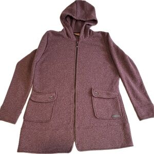 Merrell Women’s Fleece Hooded Jacket Coat Purple Plum Size Large L Zip Pockets